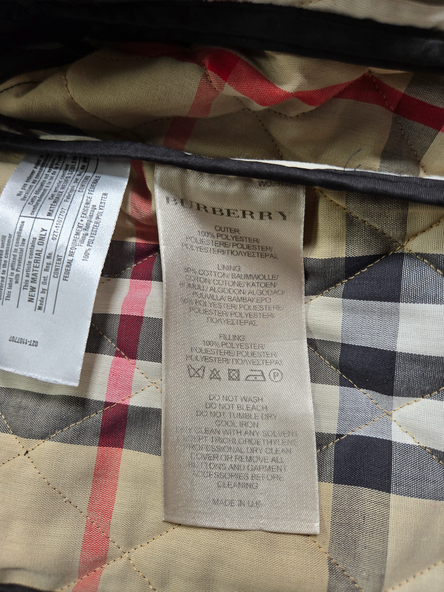Burberry Brit Diamond Quilted Nova Check Jacket